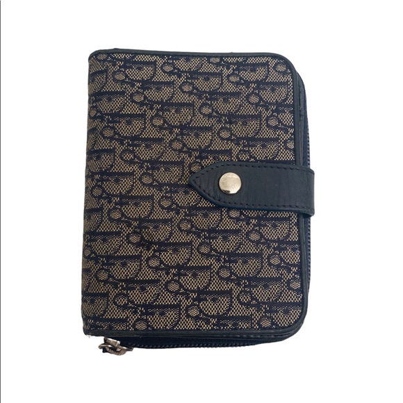 Dior Handbags - Dior Monogram Blue Leather Snap Wallet